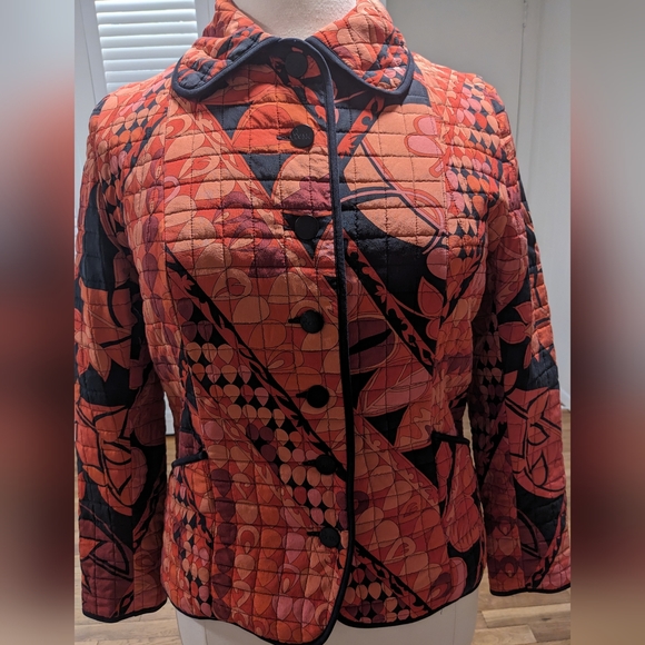 Saks Fifth Avenue 100% Silk Print Jacket made in Italy Sz 14 - Picture 2 of 11